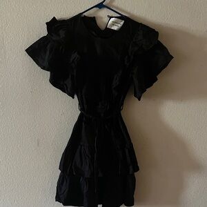 Chic Black Ruffle Mini Dress
